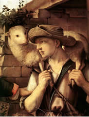 Image of shepherd and lamb